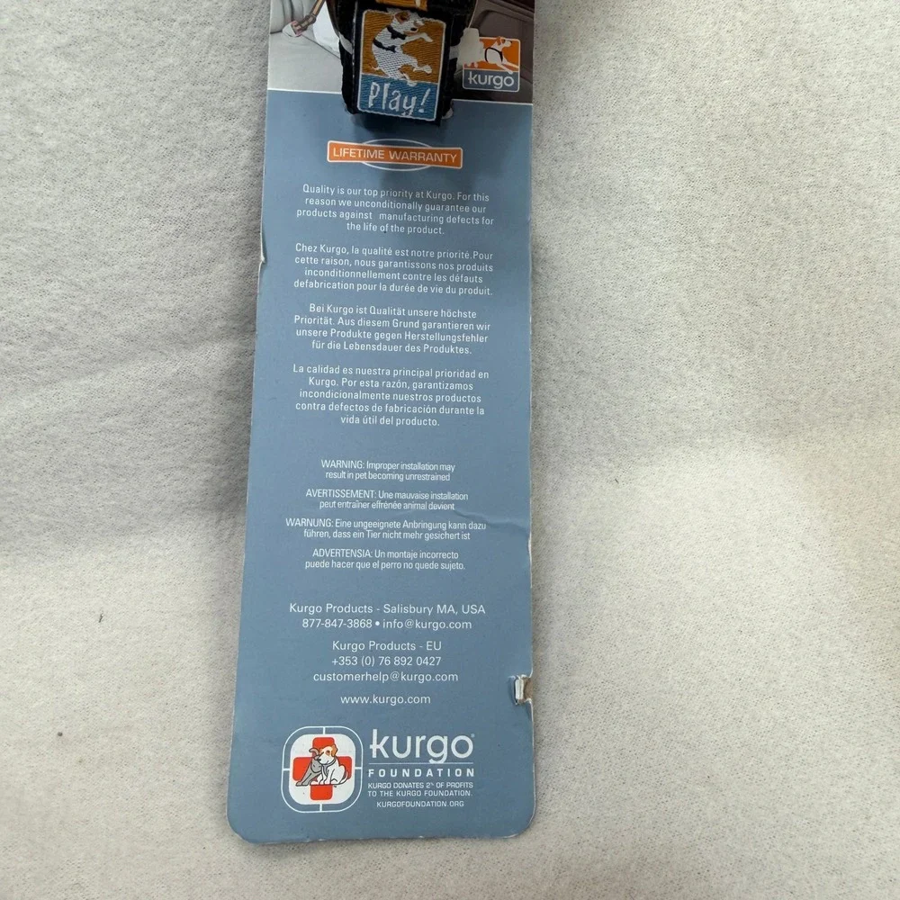 Kurgo Direct to Seatbelt Tether Dog Car Travel Safety Restraint Black Orange NEW